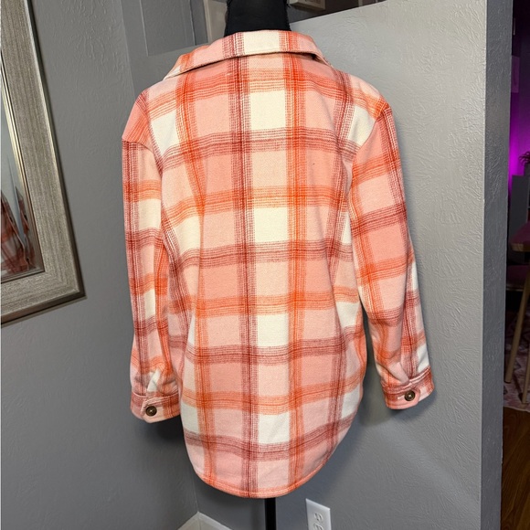 Old Navy Pink & Orange Plaid Shaket XL Plus 14-16. - Picture 2 of 5